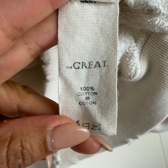 THE GREAT Pullover Crew Neck Sweatshirt Bishop Sleeve Stud Trim Size 2 - Picture 5 of 7